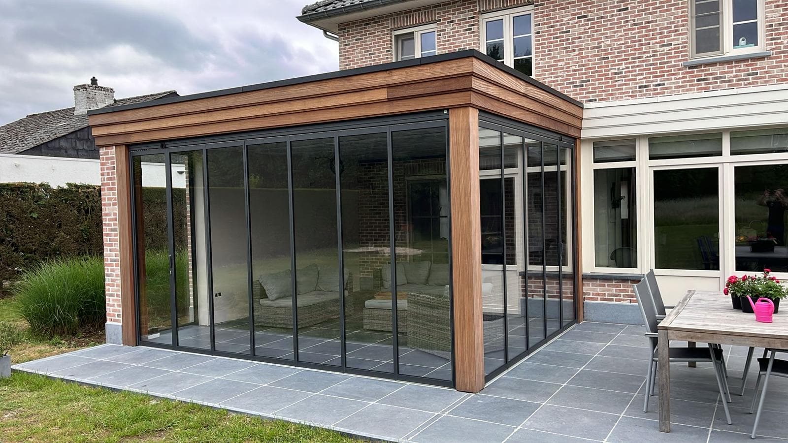 Bijbouw met glazen schuifwand, WoPa Construction